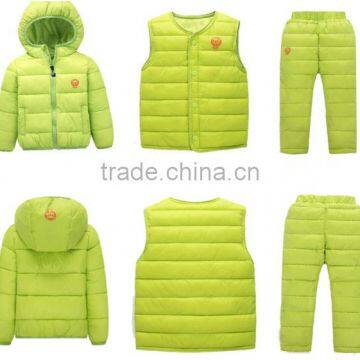 Custom Made New Design Casual Children Kids 3 Pcs Winter Clothing Sets(jacket+vest+pants) photo-4