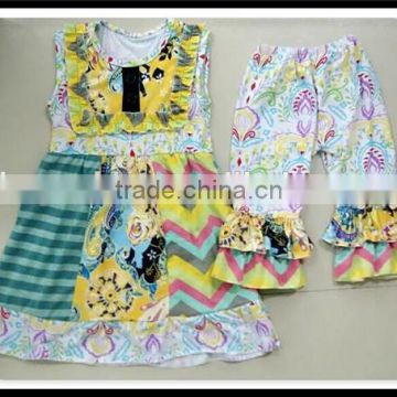 2016 summer fall boutique girl easter chevron girl outfit giggle moon girl remake ruffles clothing set summer wear cater outfit