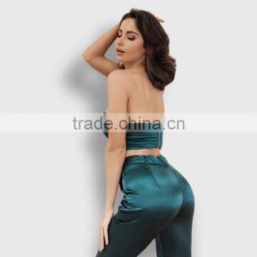 Runwaylover 072 Europe Style 2017 Ladies Two Piece Suits , Women Sexy Crop Top And Casual Pants photo-2