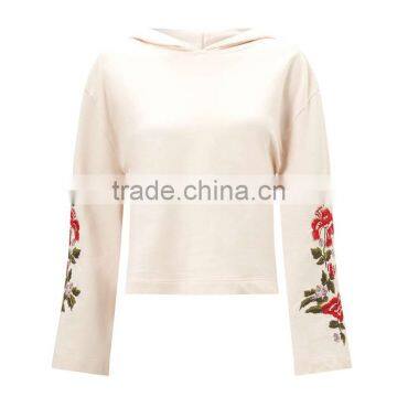 Relaxed Fit Cotton Clothing Kimono Sleeve Embroidered Hoodie for Women photo-6