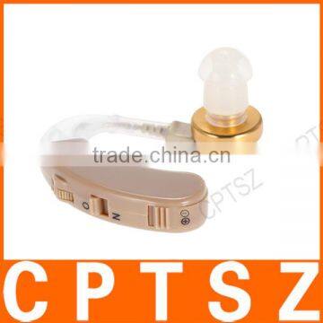 Behind Ear Sound Amplifier Digital Hearing Aid With Earplugs Volume Adjustable Audiphone Mini Brown photo-3