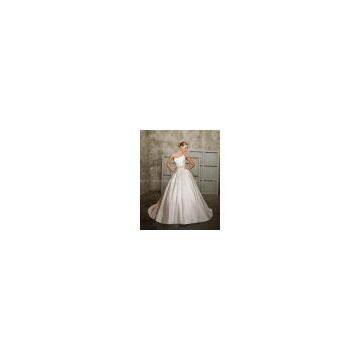 Ball Gown One-shoulder Chapel Train Taffeta Beading Bowknot Wedding Dress