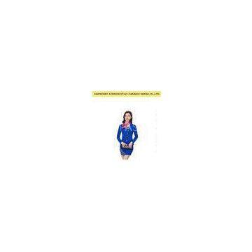 Breathable Blue Ladies Corporate Wear Uniforms Formal Office Dresses Suits