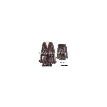 rabbit fur coat  with fox fur collar and cuffs/fur garment/women's fur coat