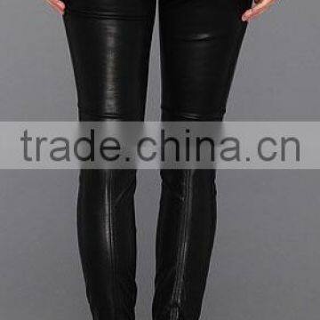 Womens Fashion Stretch Black Leather Legging photo-5