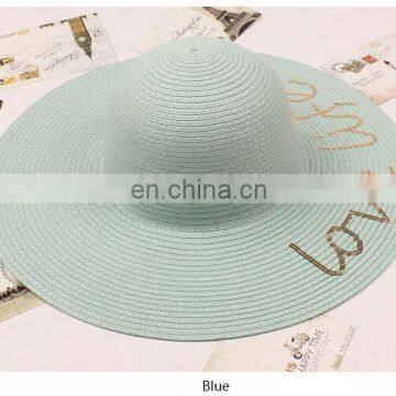 Butterfly Straw Hat Blue Flower Large Eaves Hat Sunscreen Sunshade Hat