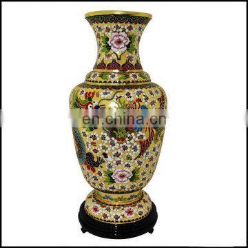 Antique Vintage Large Dragon and Phoenix Cloisonne Vase