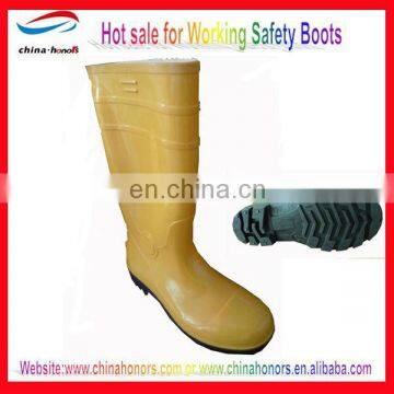 Pvc sole boots black with yellow safety boots