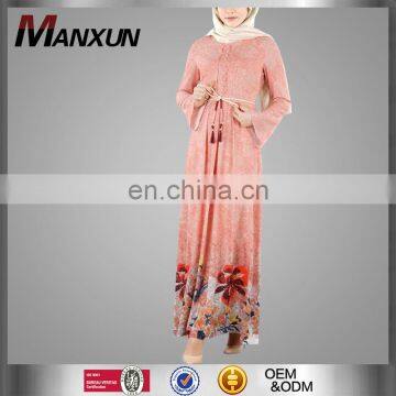 Wholesale Alibaba Butterfy Abaya Popular Fashion Casual Dresses For Fat Ladies Fashion Printing Belt Egyptian Islamic Clothing