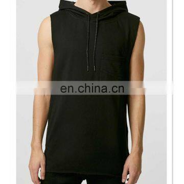 mens pockets sleeveless hoodie stringer