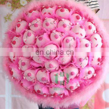 HI CE pink bouquets of soft toys mini piggy bouquet for sale gift valentine one