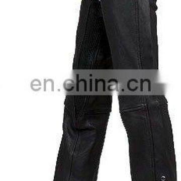 HMB-332A MEN LEATHER CHAPS THIGH GATHERED STYLE CHAP BLACK