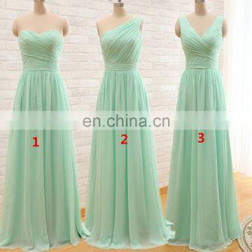 Sweetheart New Arrival Three Styles A Line Mint Green Long Chiffon A Line Pleated Bridesmaid Dress 2016