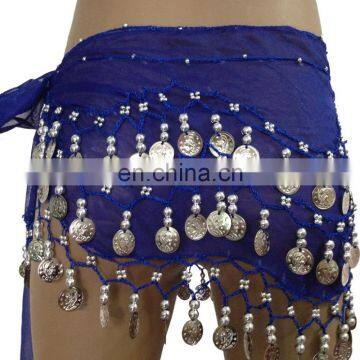 BestDance bellydance hip scarf sexy belly dance sequin hip scarf with gold/silver coins OEM