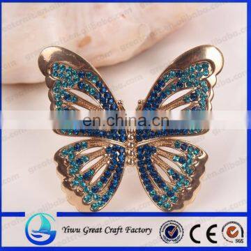 New fashion jewelry accessories brooch girl lovely butterfly blue crystal rhinestone scarf pin brooch female butterfly