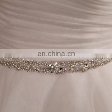 New Arrival Eleagnt V Neck Beaded Straps & Betl Puff Wedding Gown Ruffle Organza photo-3