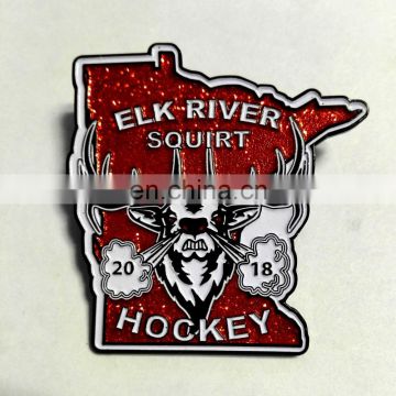 Custom fast metal glitter ice hockey pins