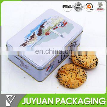 Rectangular food grade metal cookie packaging tin can food storage cookie tin box