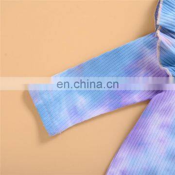 Newborn Baby Boys Girls Tie-Dye Casual Suits O-Neck Long-Sleeves Unisex Romper Tops+ Elastic Shorts 0-24M Baby Ribbed Clothing photo-7