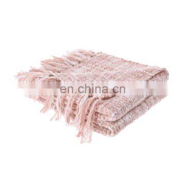 Wholesale High Quality Soft Pink Throw Blanket With Tassels For Home photo-3