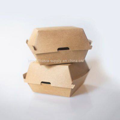 Food Grade kraft paper burger box custom logo convenient carried fast food hamburger boxes for restaurant