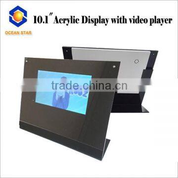 10 inch Promotion gift video greeting card with desktop acrylic display stand to advertise your products all day