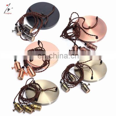 Simple Design 3 Heads Pendant Light Kit E27 Base Vintage Lamp Cord Set With CE Rohs Certificate