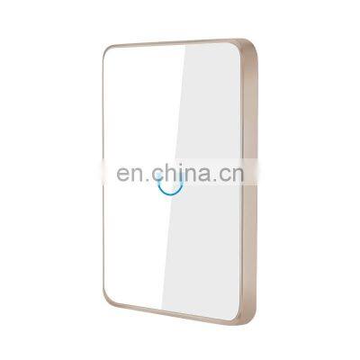 Mirror wall touch dual control switch WiFi US standard L+N wire timing remote control champagne frame white smart switch panel