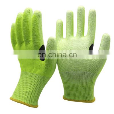 Green HDPE PU Cut Work Gloves With Reinforced Thumb Cut Resistant Level 5 Safety Hand Protection Gloves Guantes Anticorte