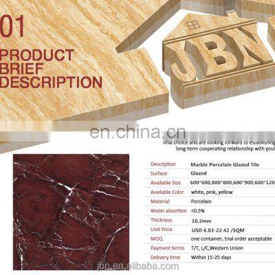 600x600 Glossy Red marble look floor porcelain tile Burgundy