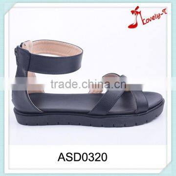 Back zipper new model comfort woman fashion summer flat ankle sandals