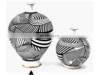 Big Belly Striped Nordic Modern Luxury Black Line White Tabletop Home Decoration Ceramic Vase