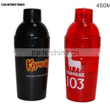 450ml portable clear plastic glass protein shaker