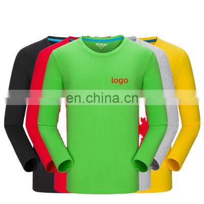 Clothing Wholesale Custom Brand 100% Organic Cotton High Quality Round Neck Plus Size Men's Sportswear Long-sleeved T-shirt photo-2