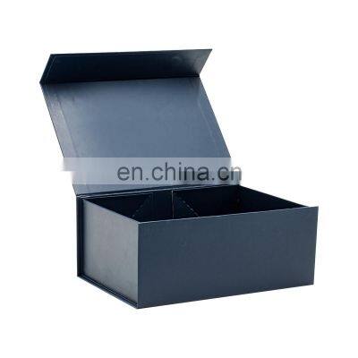 Luxury Sturdy a5 Deep Navy Blue Folding Magnetic Gift Tie Box With Ribbon photo-4