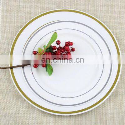 Heavyweight White With Gold Rim Wedding Party Plastic Plates photo-4