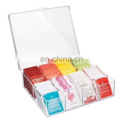 High Quality Counter Multifunctional Acrylic Display Stand For Tea With Hinged Lid