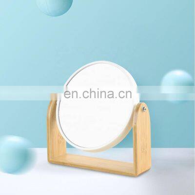 Household Bathroom Bamboo 2 Sided Makeup Mirror Cosmetic Standing Mirror photo-5