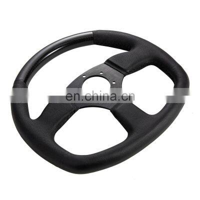Univeral 13''/330mm Perforated Leather Race Steering Wheel, Classic Flat Carbon Steering Wheel photo-4