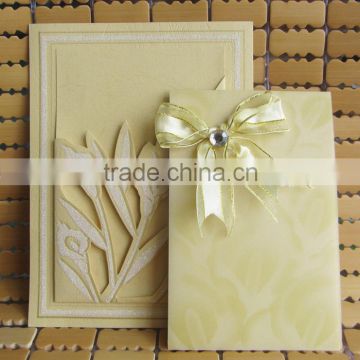 Newest Design Gold Royal Embossed Wedding Invitation Card