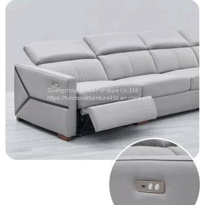 Modern Minimalist Leather Sofa Living Room L-Shaped Chaise Longue Corner Top Layer Cowhide Contact Surface Functional Sofa photo-2