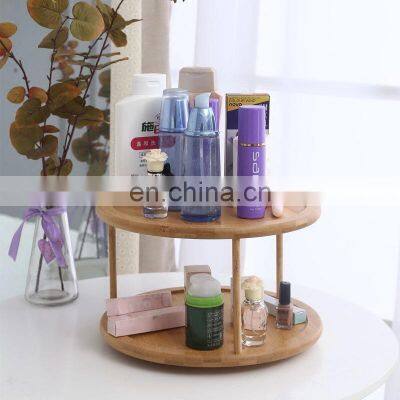 Bamboo Jewelry Storage Box Multifunction Bathroom Office Two-layer Bamboo Storage Shelf