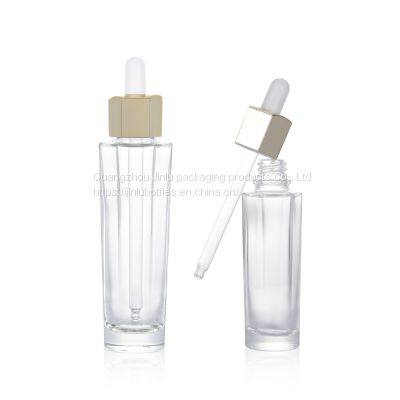 30ml golden dropper stock solution bottle 50ml hexagonal essence glass bottle