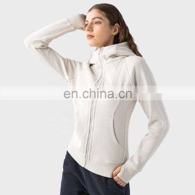 Fleece Zip Up Sleeve Sports Jackets For Women Winter Outdoors Fitness Warm Hoodies With Thumb Hole photo-4