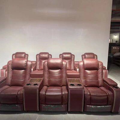 High-end Home Theater Sofa Audio Studio All Leather Sofa Home Movie Hall Electric Multi-function Sofa Combination photo-2