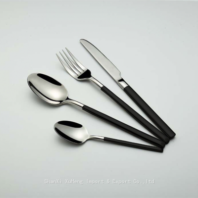 Wedding Black Cutlery Set Silverware Color 304 Stainless Steel Flat Handle Flatware