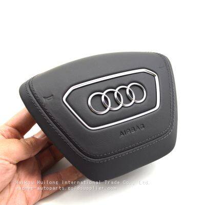 For Audi A6 C8 Alcantara Leather Steering Wheel Airbag Cover Trim Cover White/Black/Red Stitching photo-3