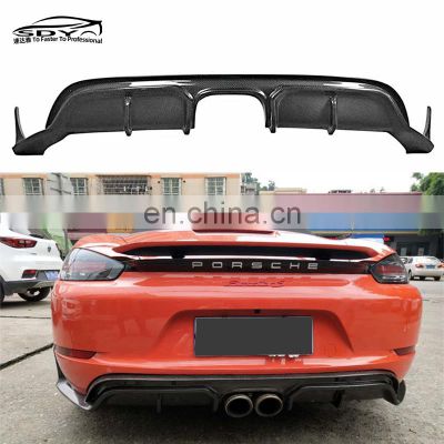 Cayman Boxster CMS Style Carbon Fiber Rear Bumper Lip Rear Diffuser For Porsche 718