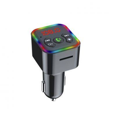 Newest Fast car charger RGB breathing light Type C Multi ports BT car charger  USB output 5V 3.1A fast car charger