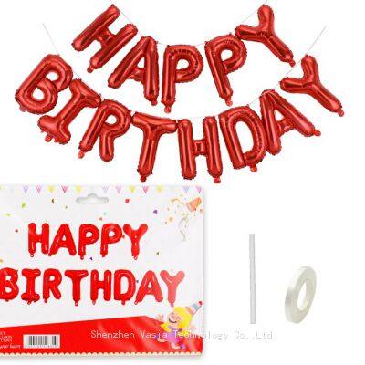 16-inch Happy Birthday Letter Foil Balloons Bulk Gold Silver Red for Birthday Party Wholesale Decor Supplies